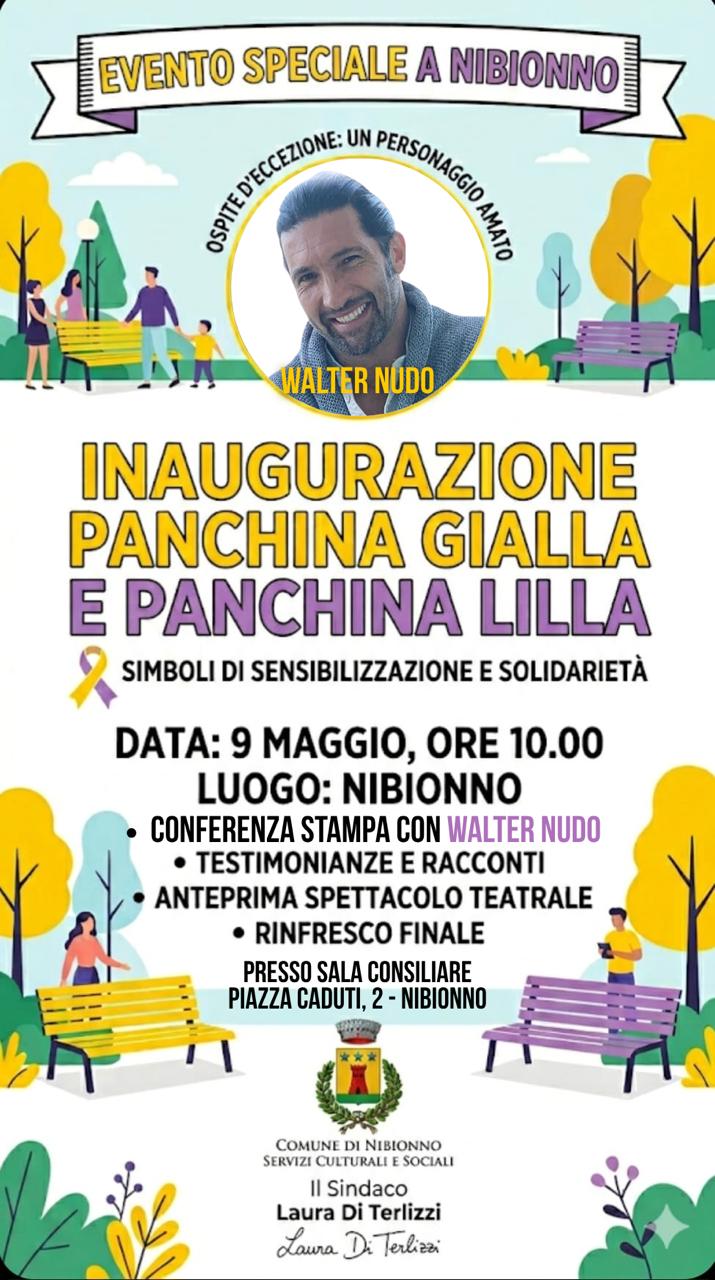 Al momento stai visualizzando NIBIONNO: WALTER NUDO IN PAESE PER INAUGURARE LE PANCHINE DEDICATE AL BULLISMO E DISTURBI ALIMENTARI