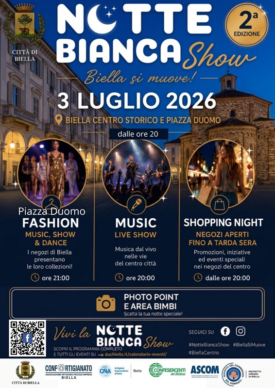Al momento stai visualizzando Notte Bianca Show a Biella • 3 Luglio: Una Città in Festa