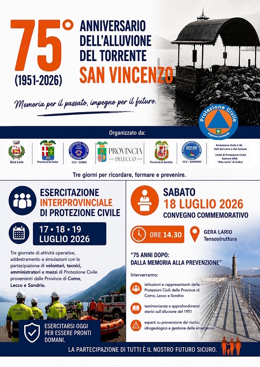 Al momento stai visualizzando Gera Lario ricorda i 75 anni dall’alluvione del San Vincenzo: tre giorni di esercitazioni e un convegno