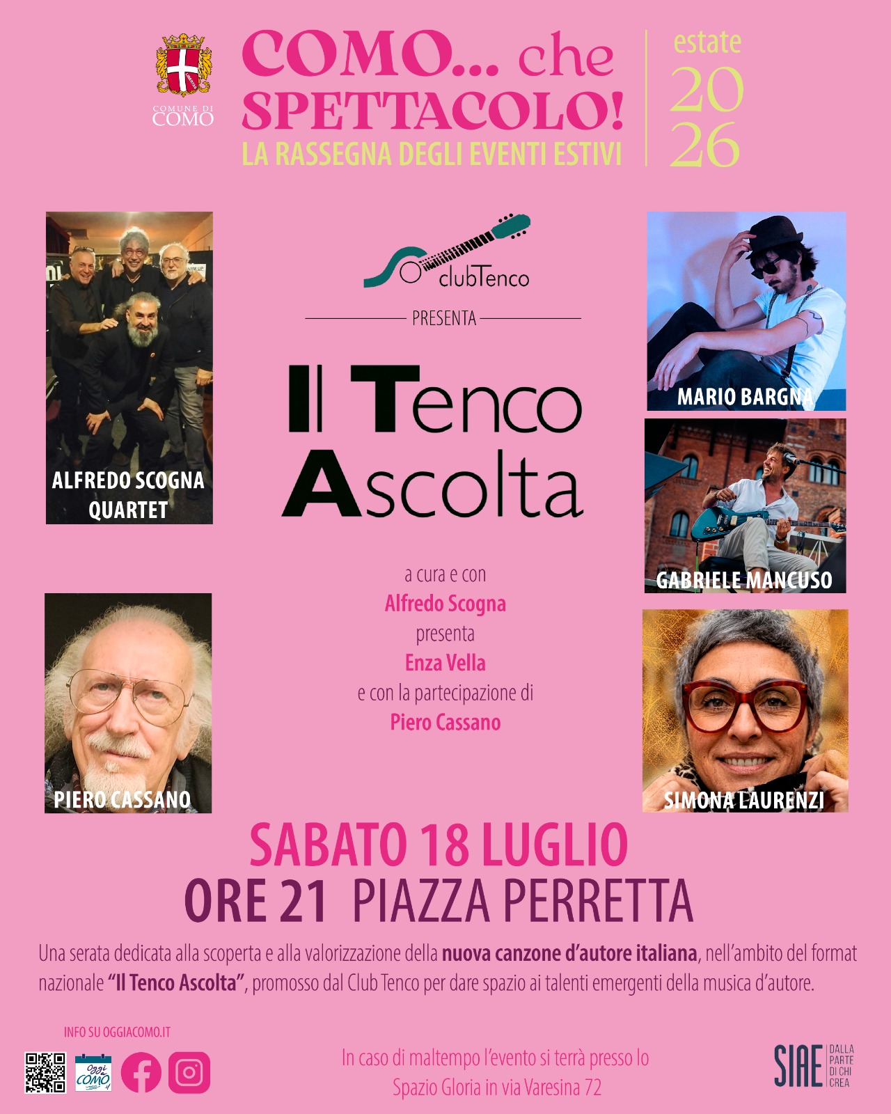 Al momento stai visualizzando A Como arriva “Il Tenco Ascolta”: Piero Cassano dei Matia Bazar ospite d’onore in piazza Perretta