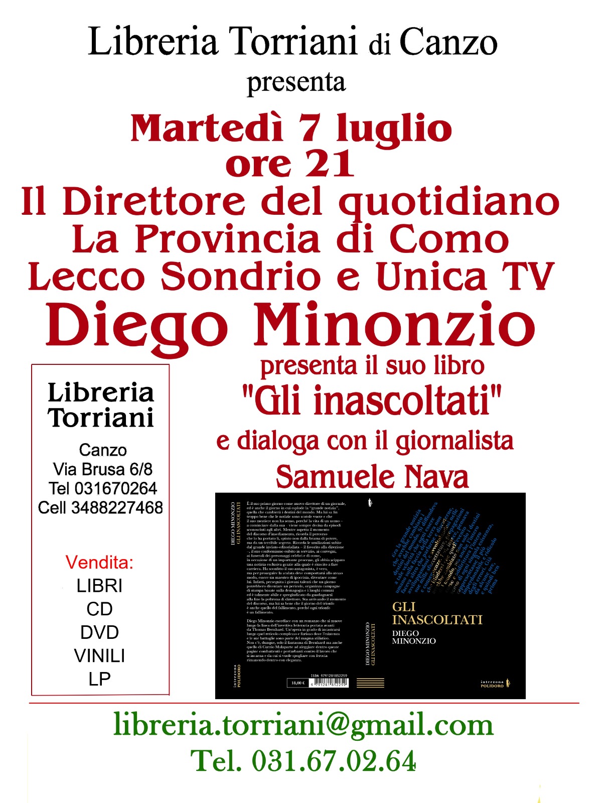 Al momento stai visualizzando CANZO: INCONTRO CON IL DIRETTORE DELLA PROVINCIA GIORNALE PRESSO LIBRERIA TORRIANI