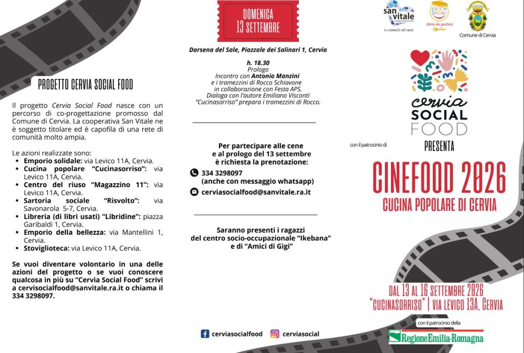 Scopri di più sull'articolo Cervia Cinefood 2026: quattro serate tra cinema, buon cibo e riflessione