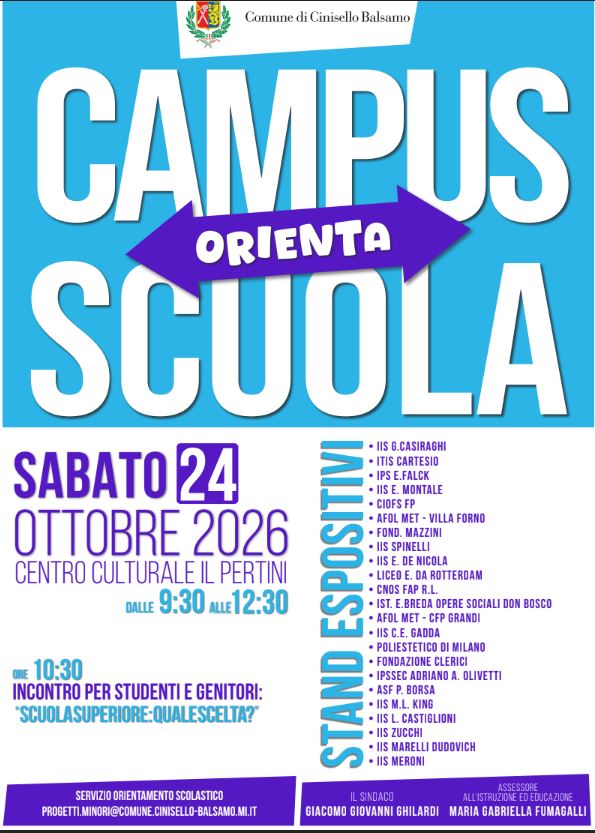 Al momento stai visualizzando Cinisello Balsamo, al Centro Culturale Il Pertini torna il Campus Orientascuola 2026