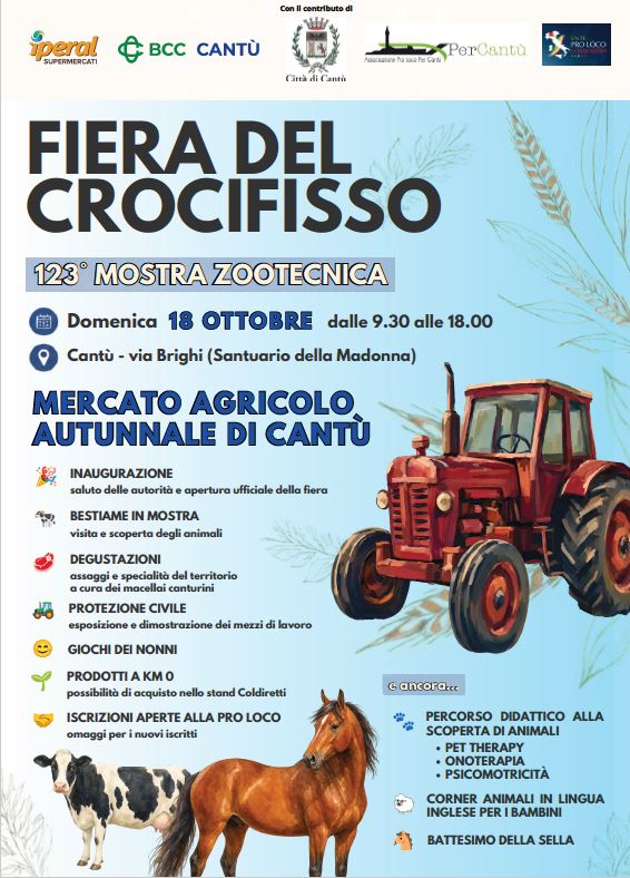 Al momento stai visualizzando Cantù, domenica 18 ottobre torna la storica Fiera del Crocifisso con la 123° Mostra Zootecnica