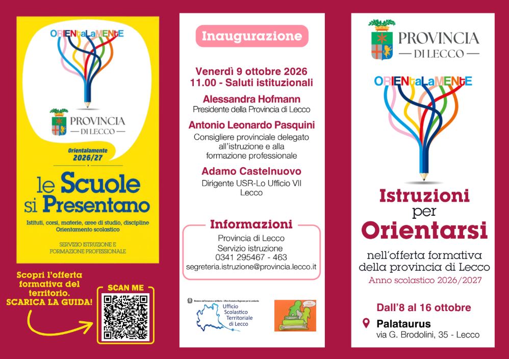 Al momento stai visualizzando Orientamente 2026, al via l’iniziativa di orientamento scolastico e professionale promosso dalla Provincia di Lecco